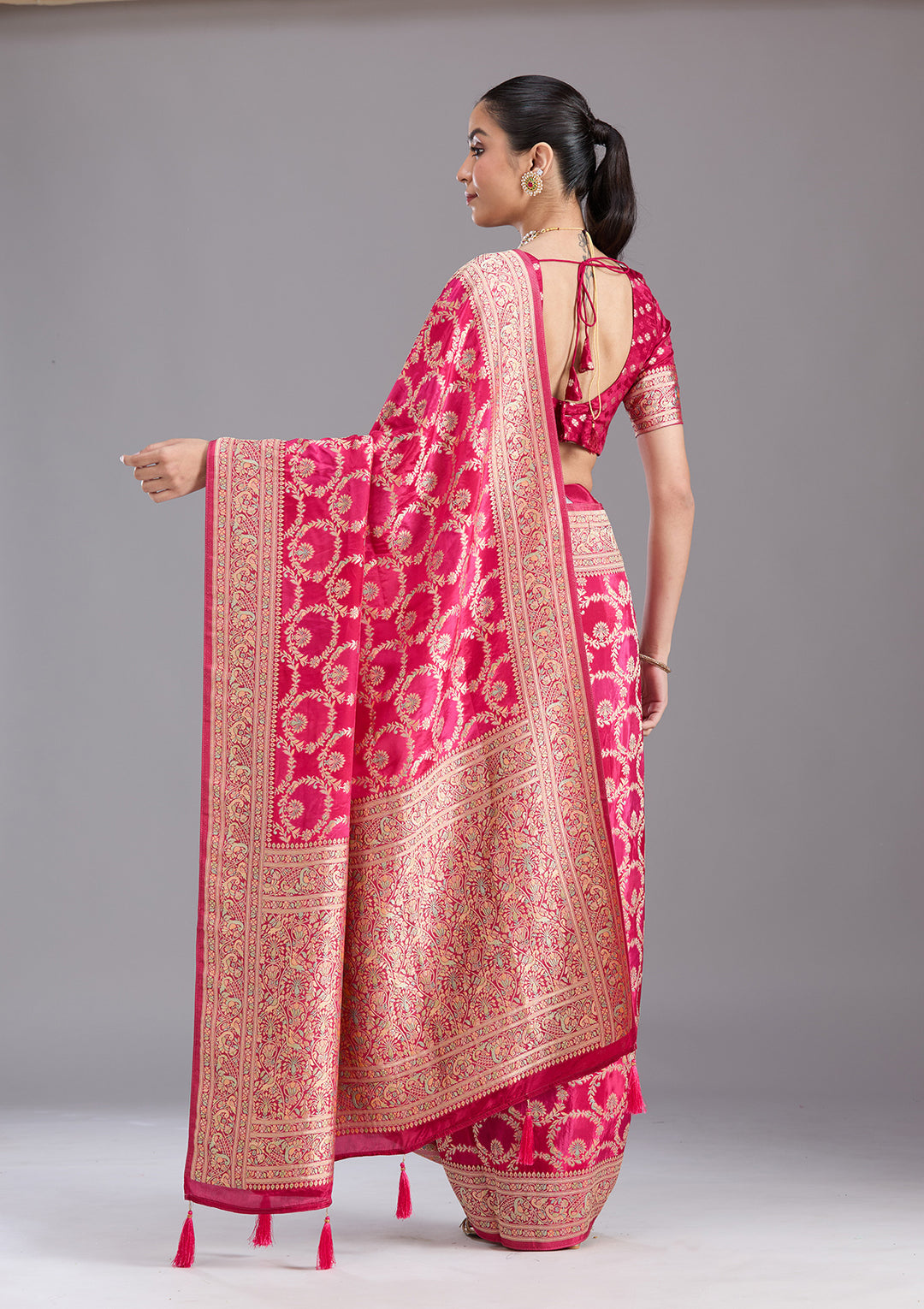 Rani Pink Banarasi Silk Saree