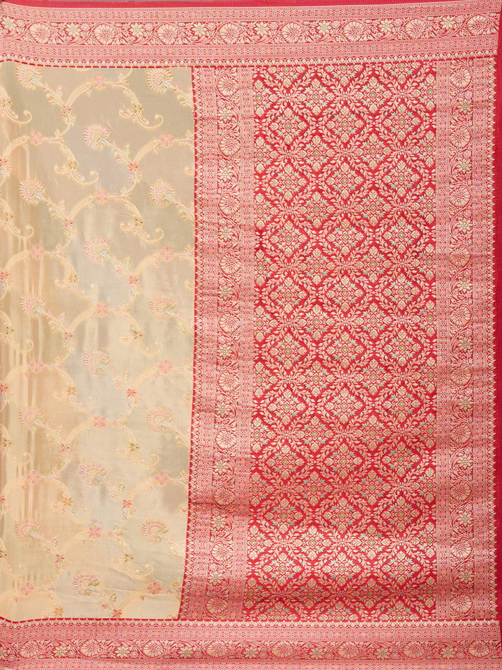 Beige Banarasi Satin Silk_Saree