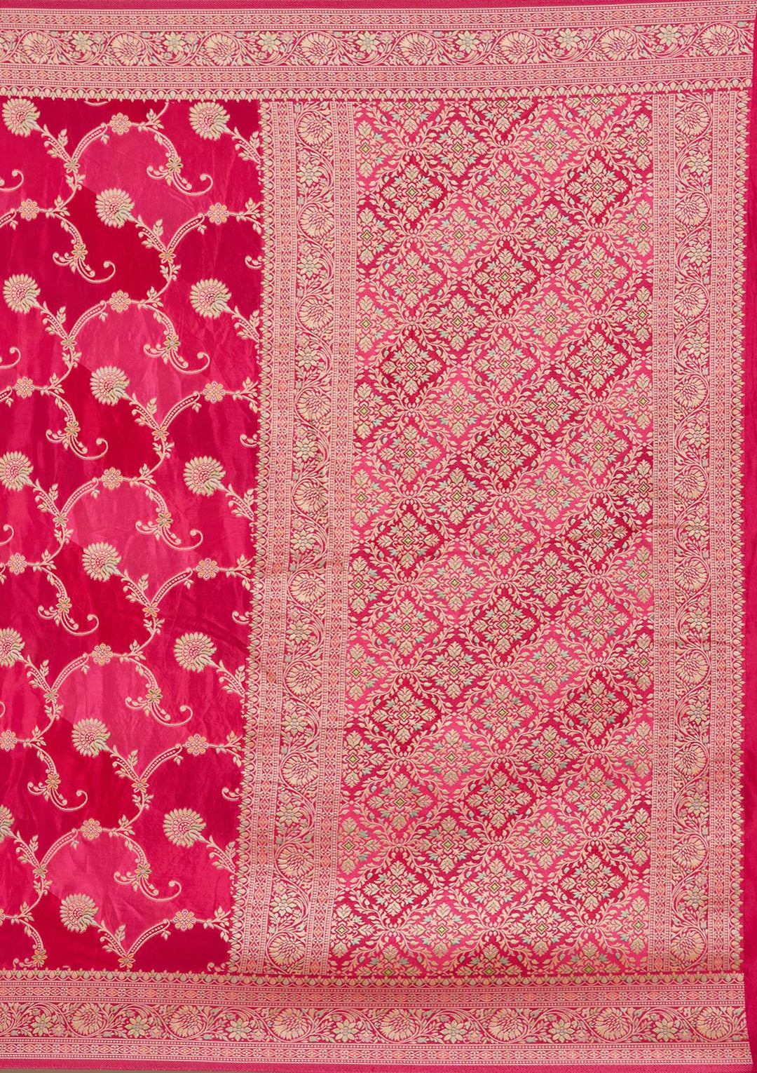 Rani Pink Banarasi Satin Silk_Saree