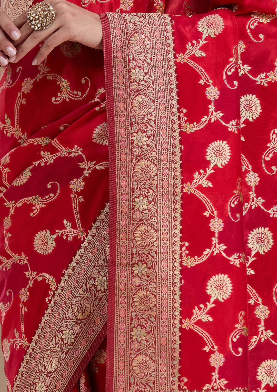 Red Banarasi Satin Silk_Saree