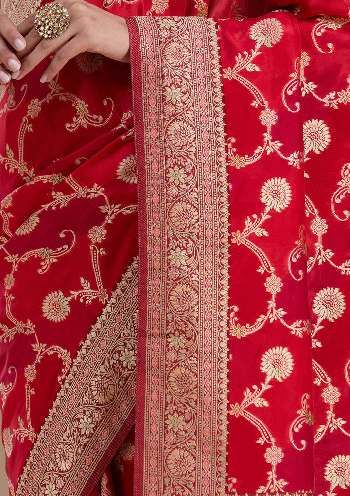 Red Banarasi Satin Silk_Saree
