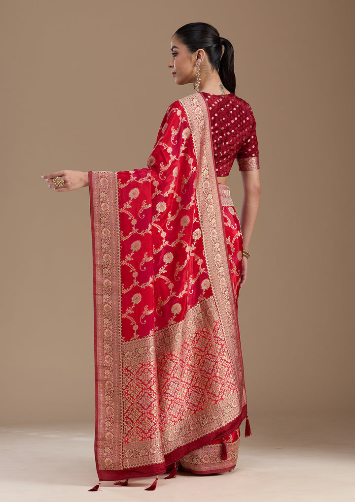 Red Banarasi Satin Silk_Saree