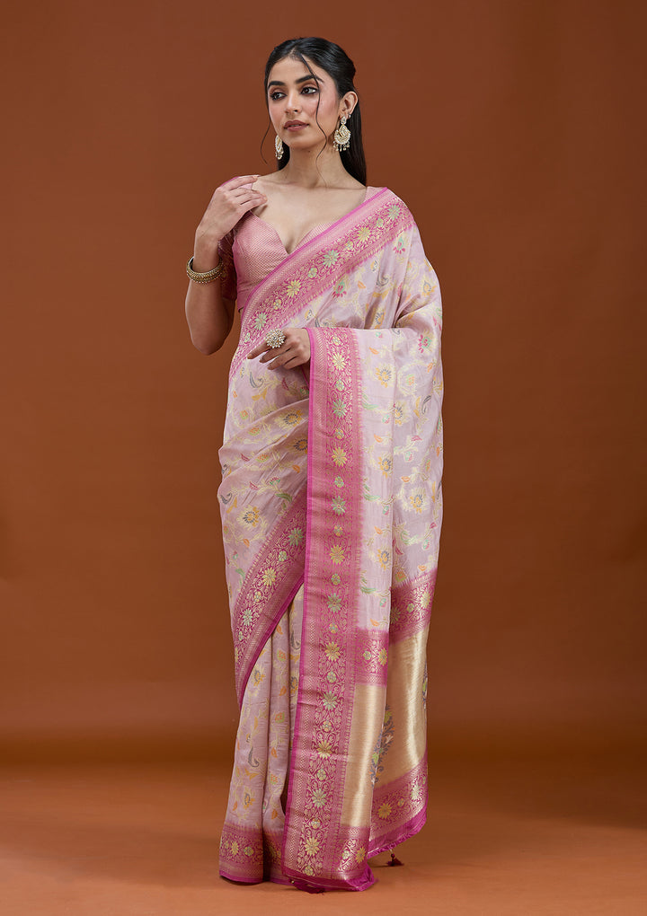 Lavender Woven Silk Saree