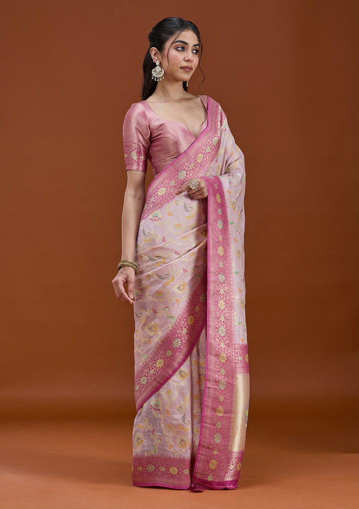 Lavender Woven Silk Saree