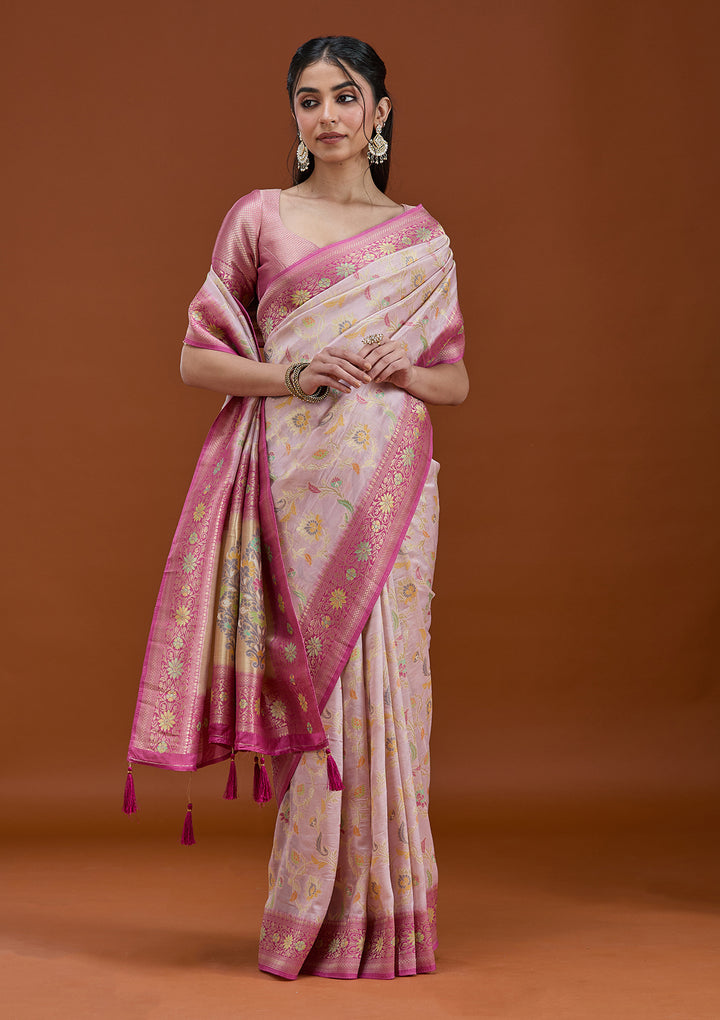 Lavender Woven Silk Saree