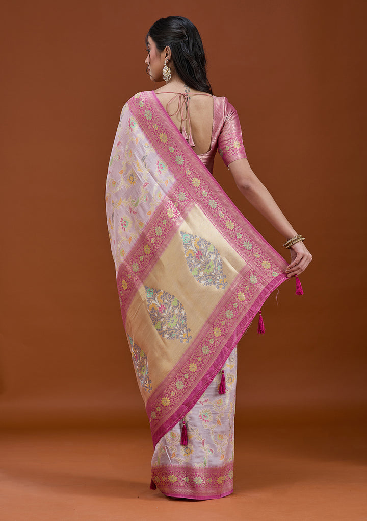 Lavender Woven Silk Saree