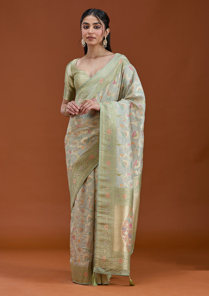 Pista Green Null Silk Silk_Saree