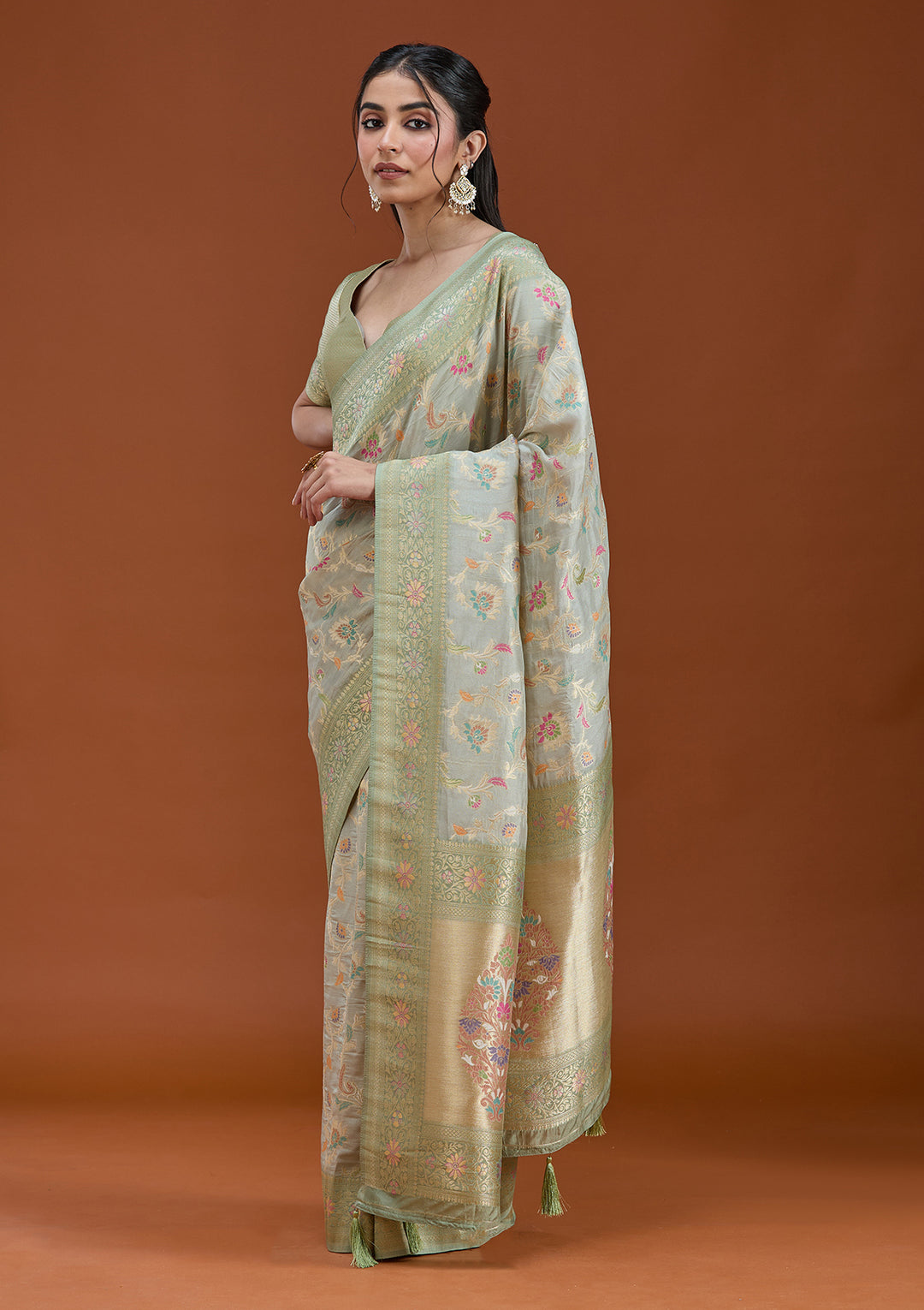 Pista Green Null Silk Silk_Saree