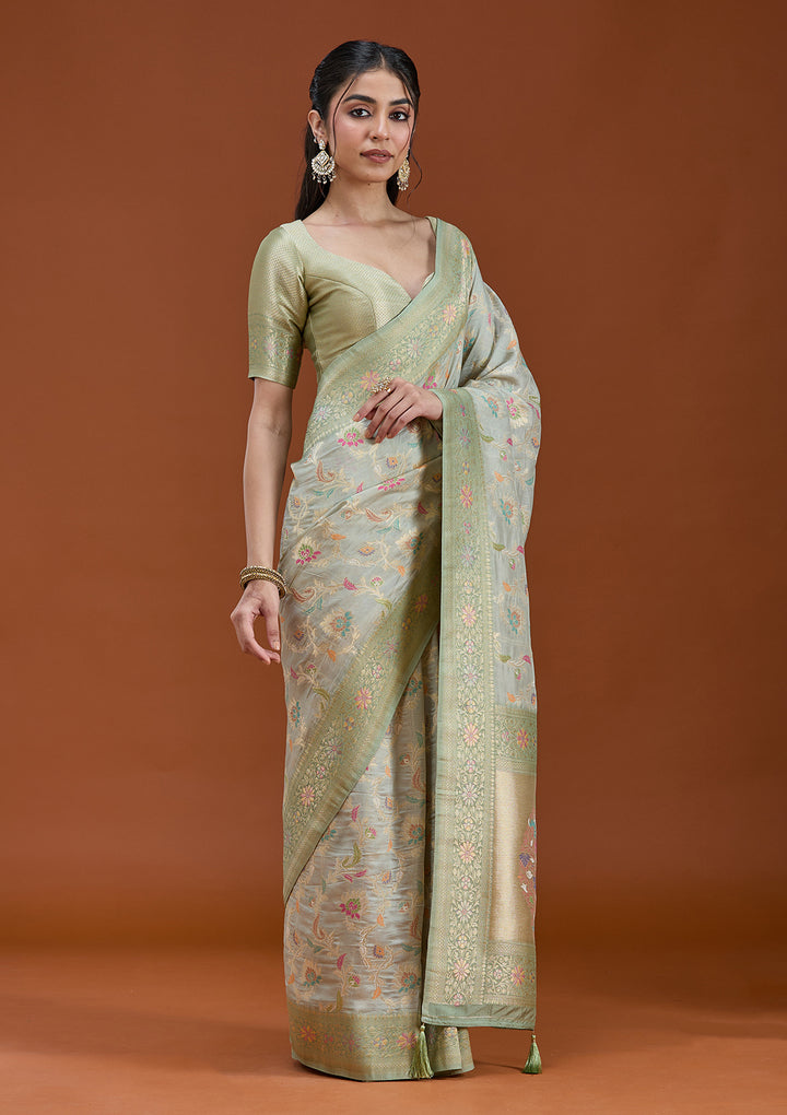 Pista Green Null Silk Silk_Saree