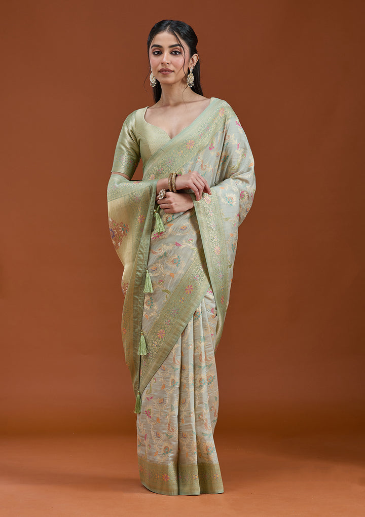 Pista Green Null Silk Silk_Saree