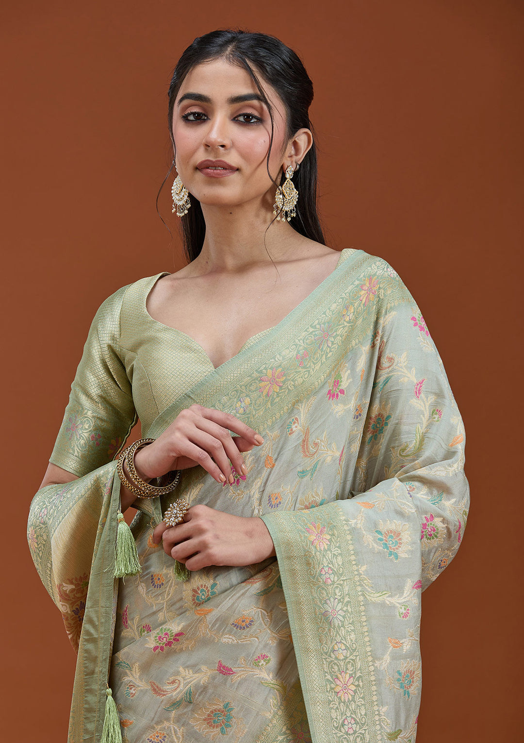 Pista Green Null Silk Silk_Saree