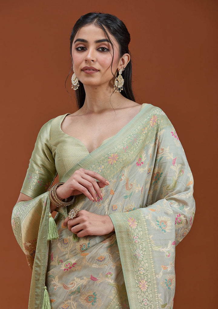 Pista Green Null Silk Silk_Saree