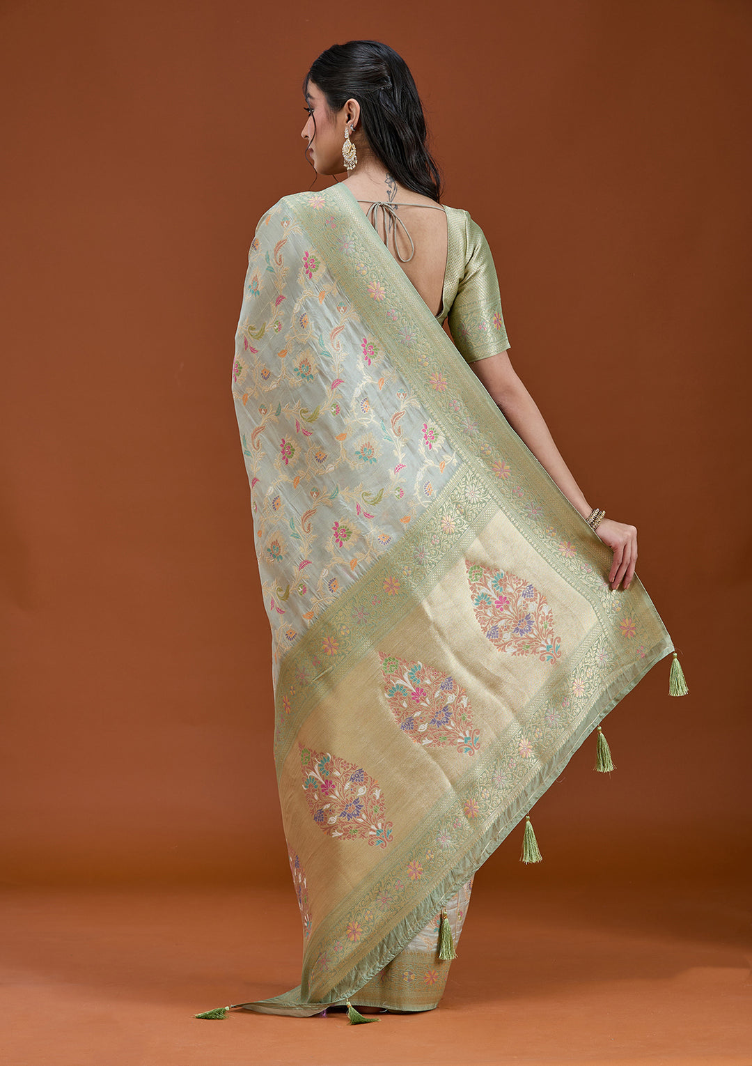 Pista Green Null Silk Silk_Saree