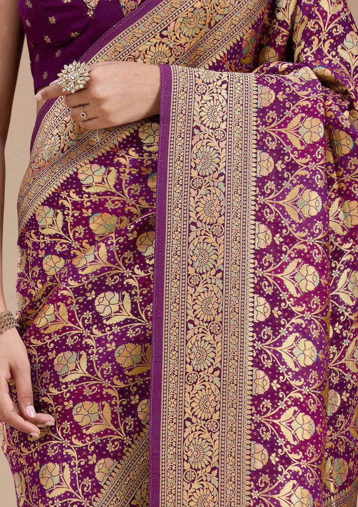 Purple Stonework Silk Saree