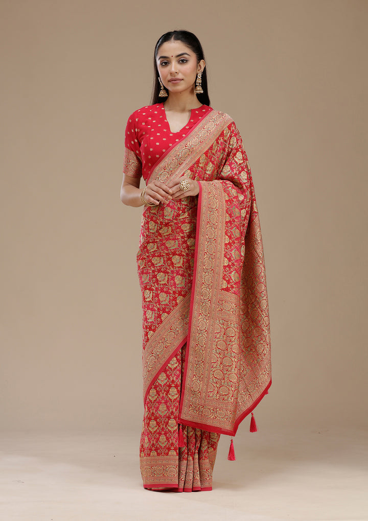 Rani Pink Banarasi Silk Saree