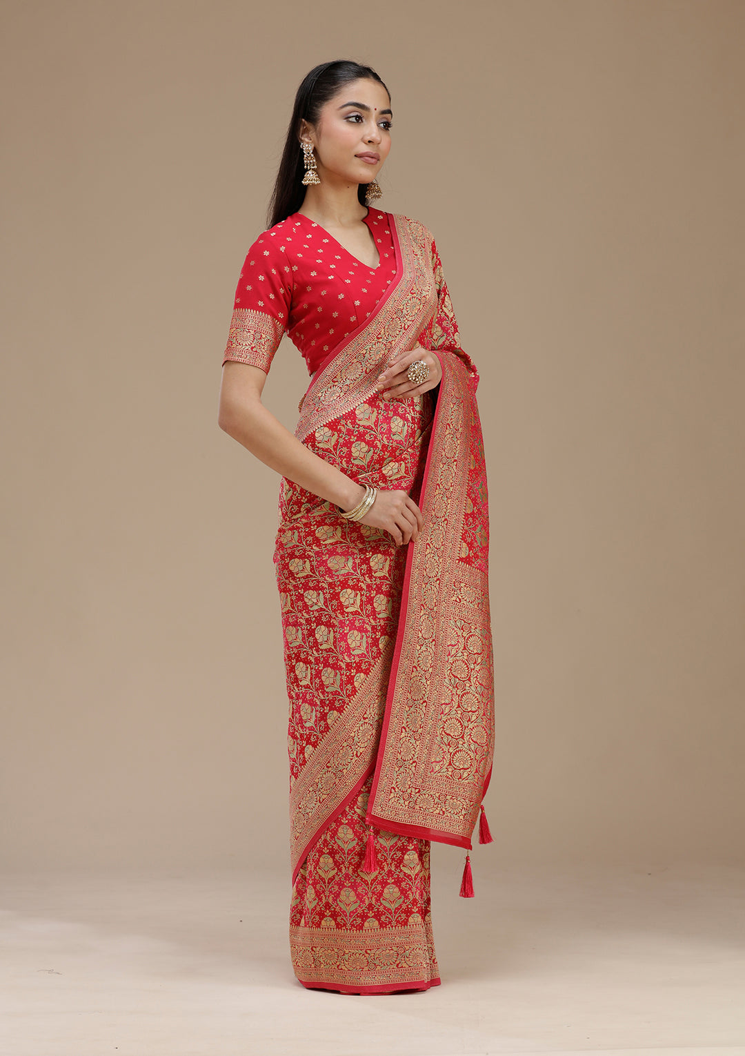 Rani Pink Banarasi Silk Saree