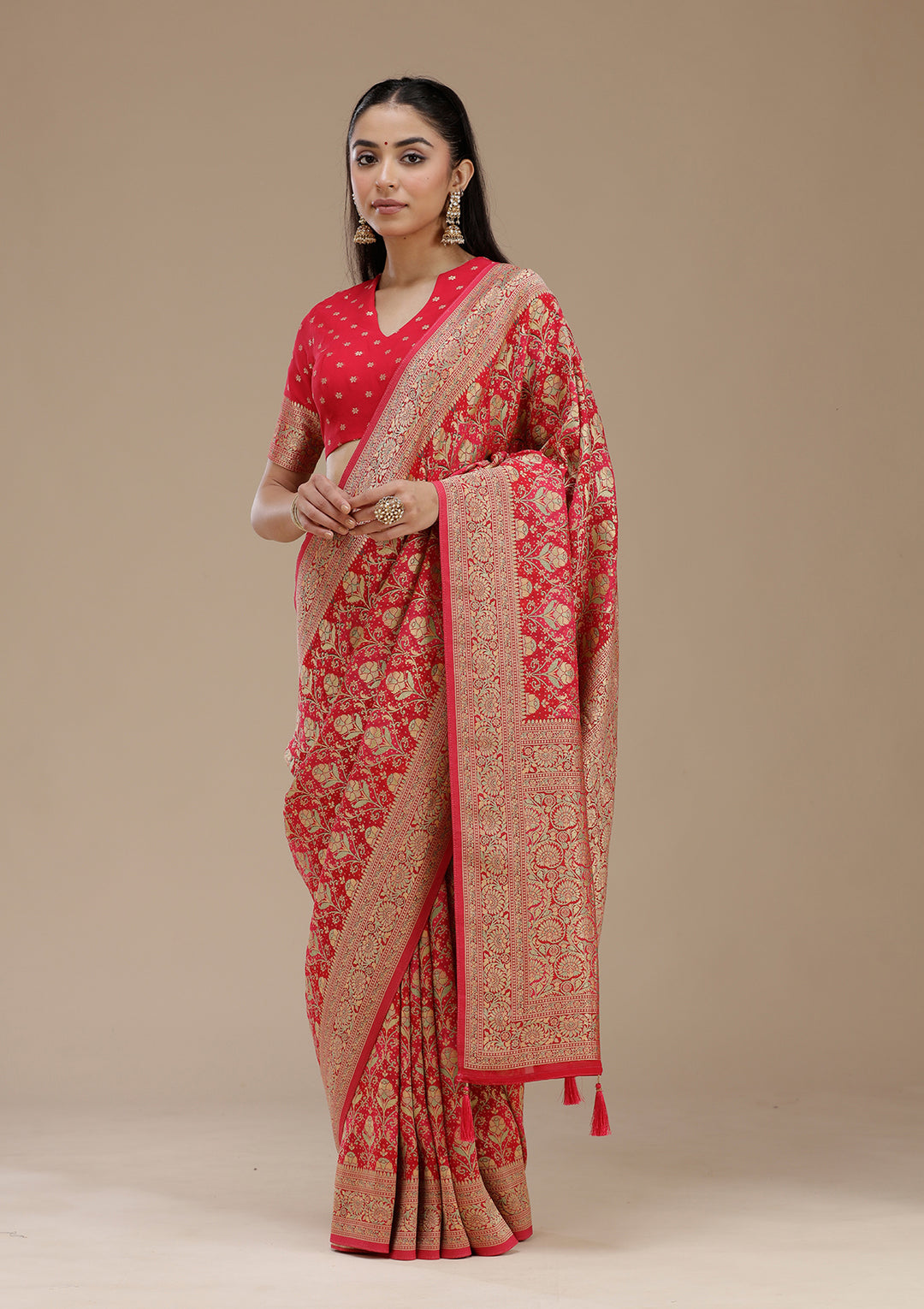 Rani Pink Banarasi Silk Saree