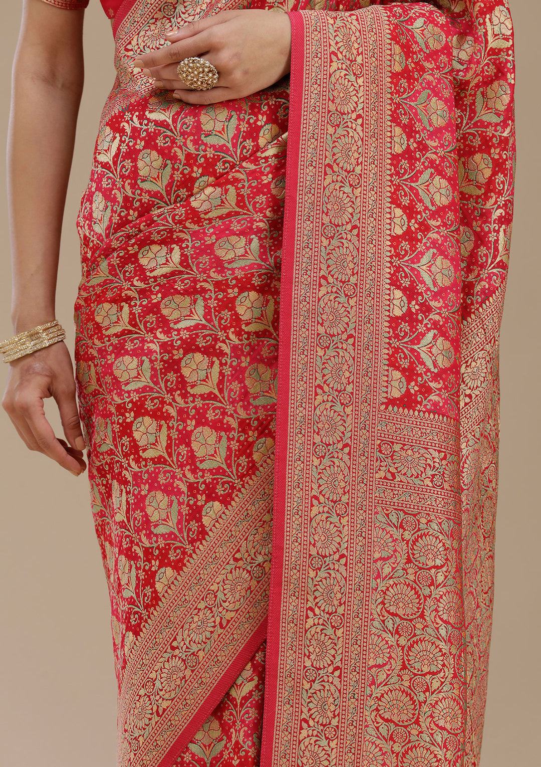 Rani Pink Banarasi Silk Saree