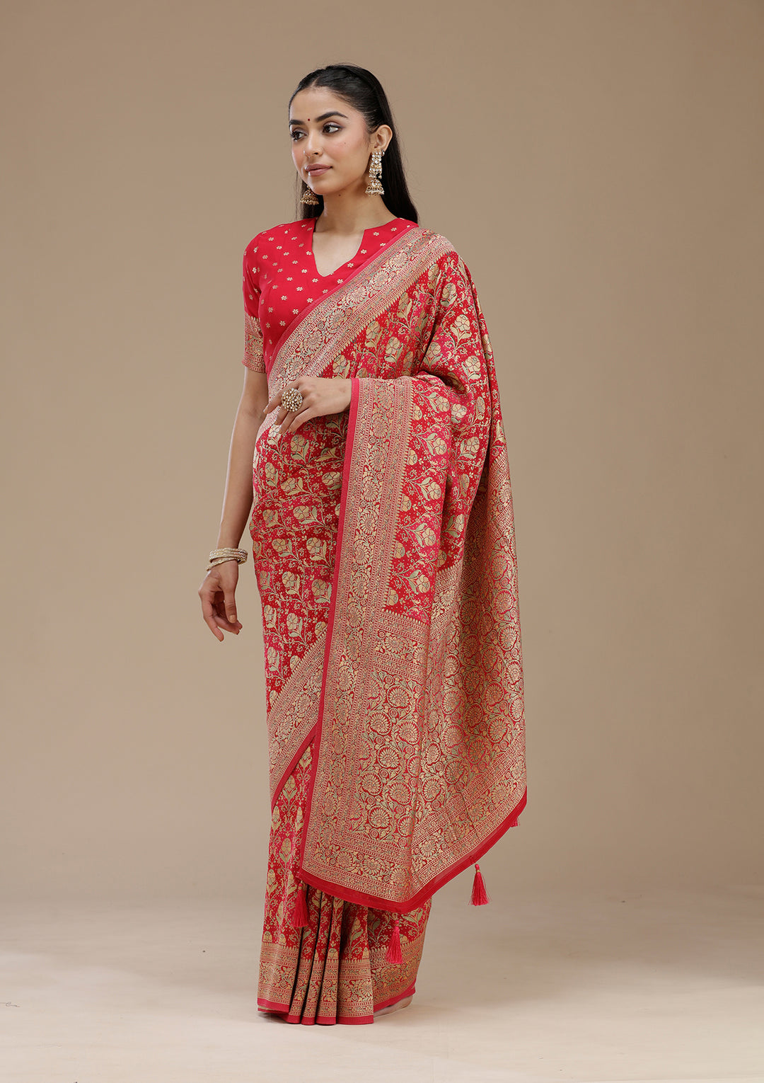 Rani Pink Banarasi Silk Saree