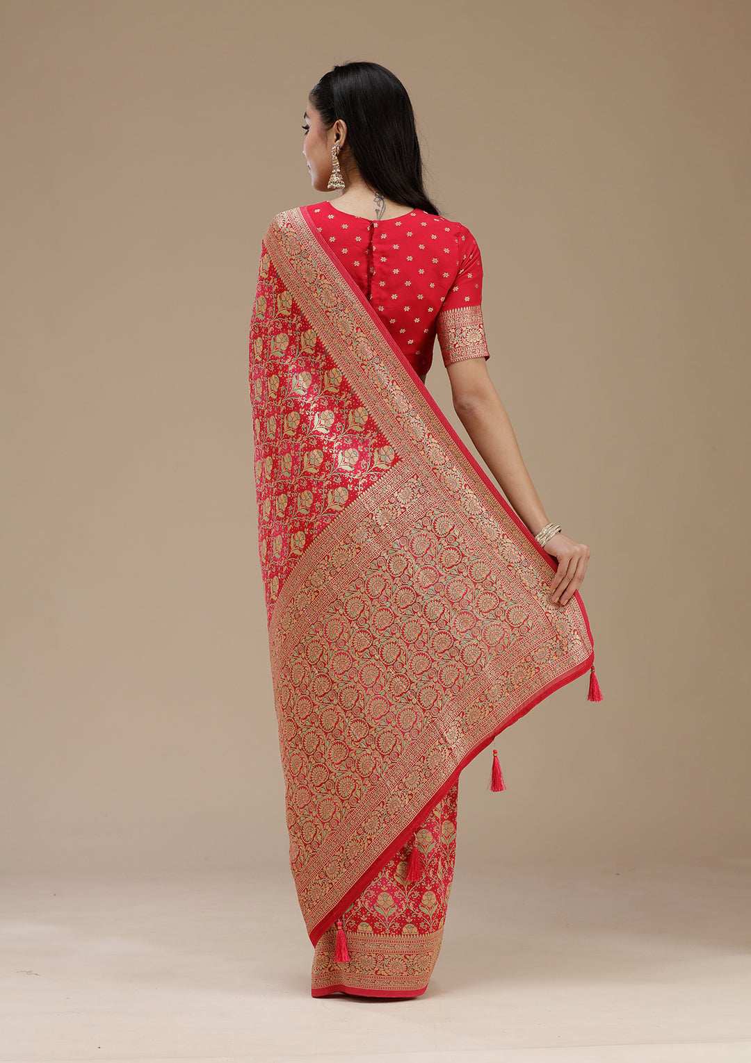 Rani Pink Banarasi Silk Saree