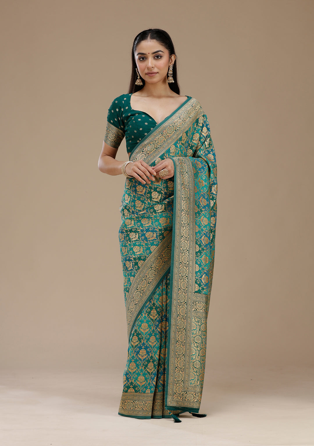Turquoise Blue Banarasi Silk Saree