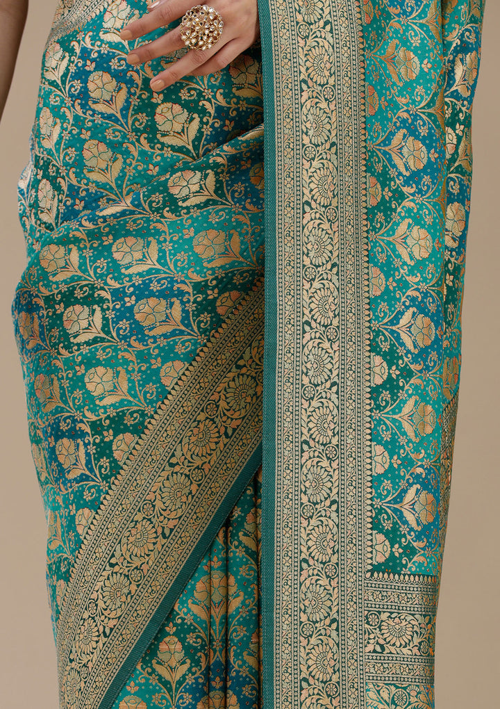 Turquoise Blue Banarasi Silk Saree