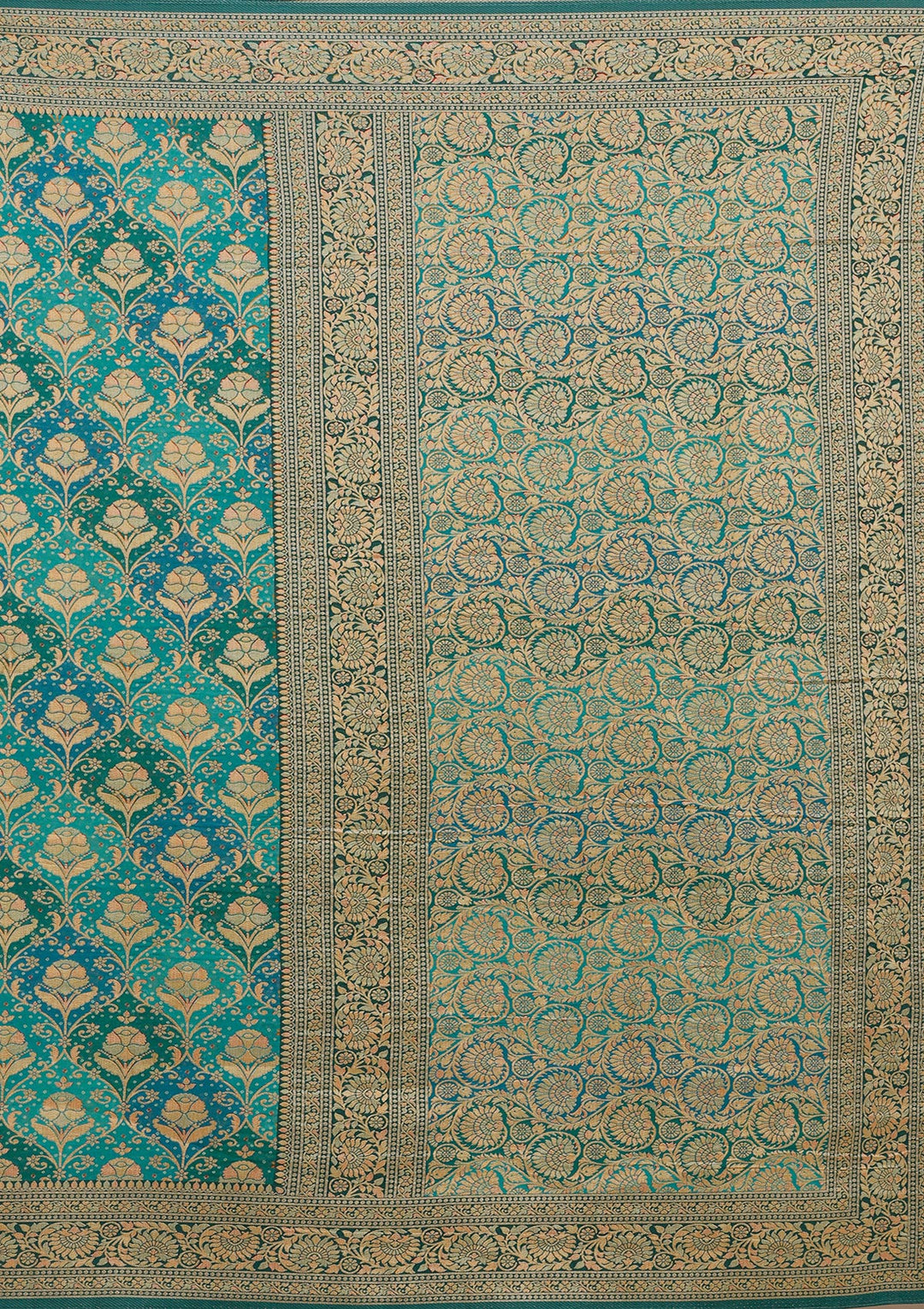 Turquoise Blue Banarasi Silk Saree