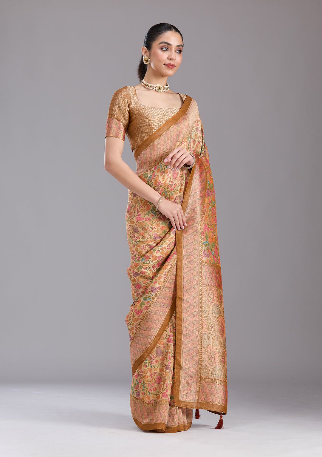 Gold Banarasi Silk Saree