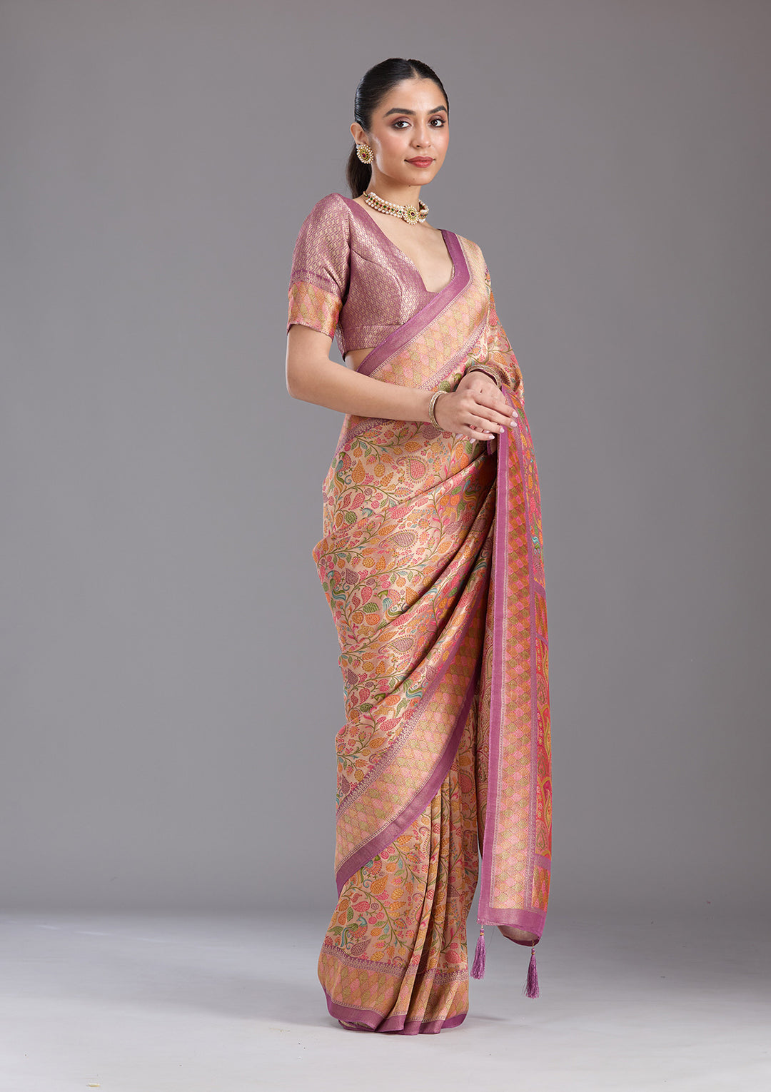 Lavender Banarasi Silk Saree