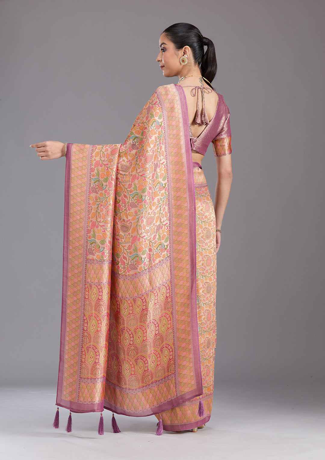 Lavender Banarasi Silk Saree