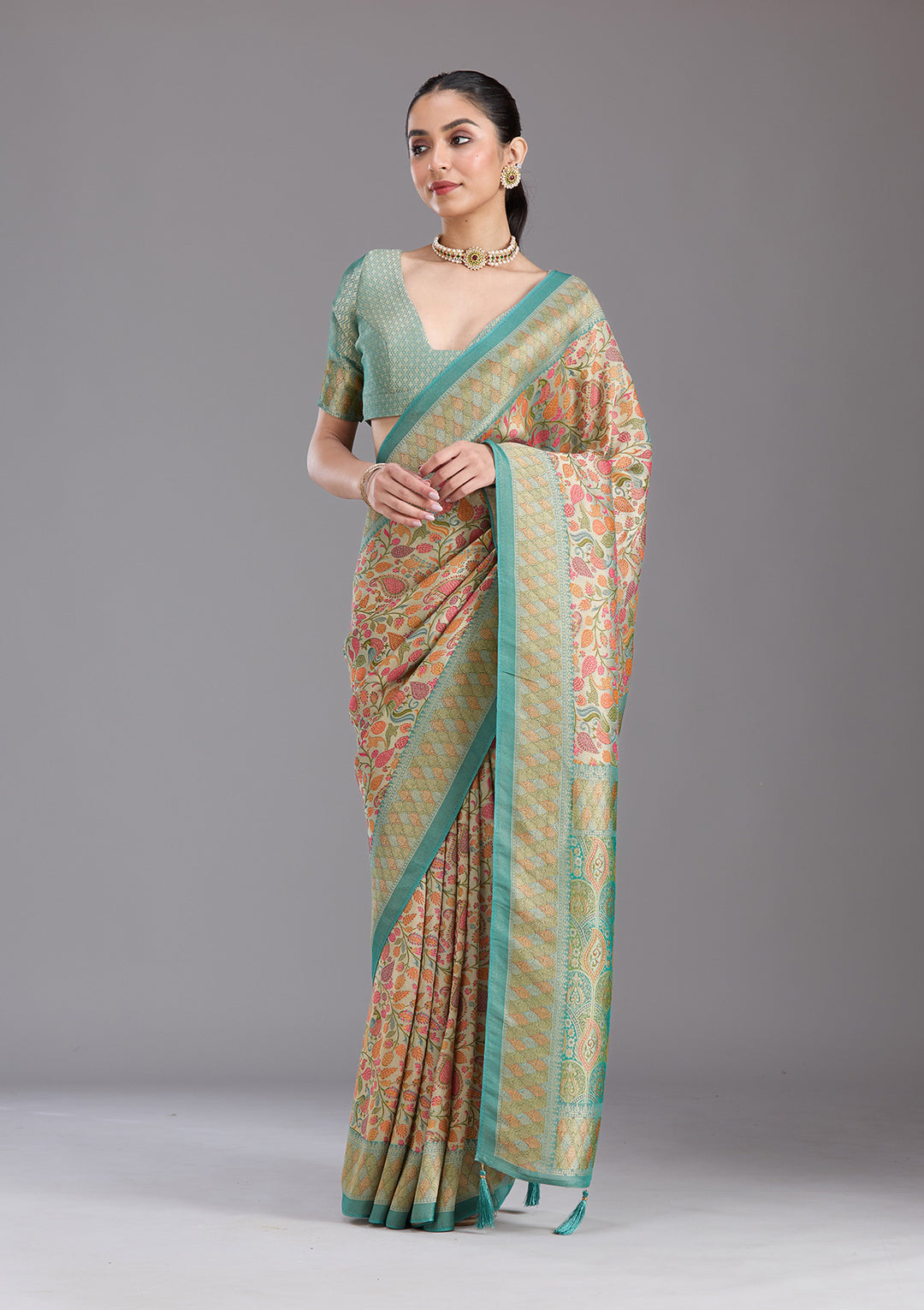 Sea Green Banarasi Silk Saree
