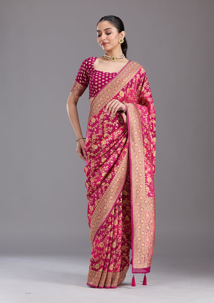 Rani Pink Banarasi Silk Saree