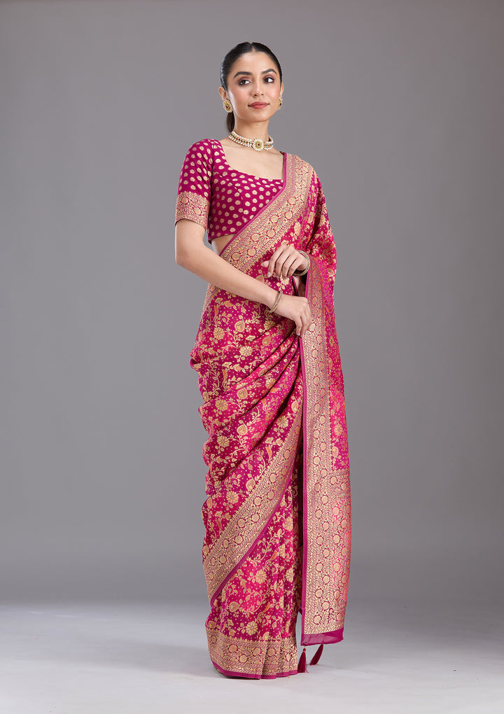 Rani Pink Banarasi Silk Saree