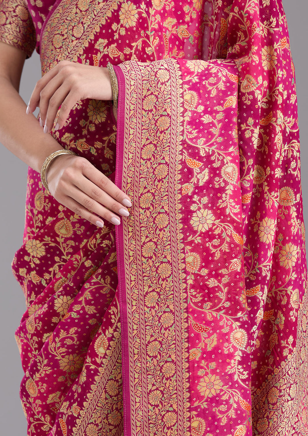 Rani Pink Banarasi Silk Saree