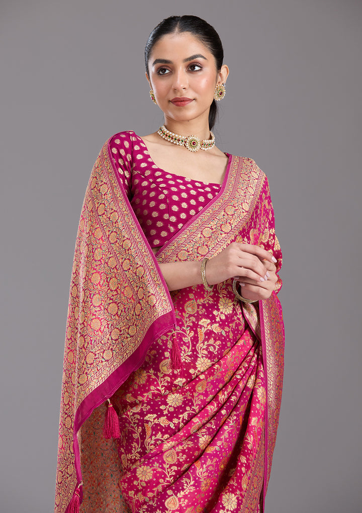 Rani Pink Banarasi Silk Saree