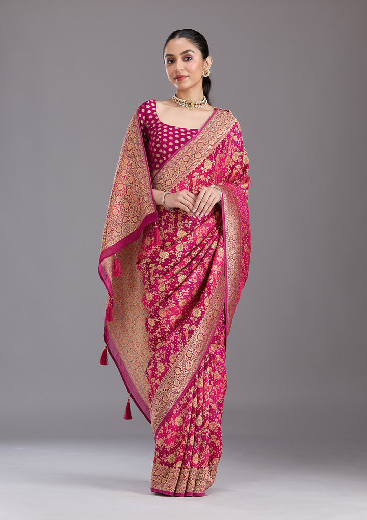 Rani Pink Banarasi Silk Saree