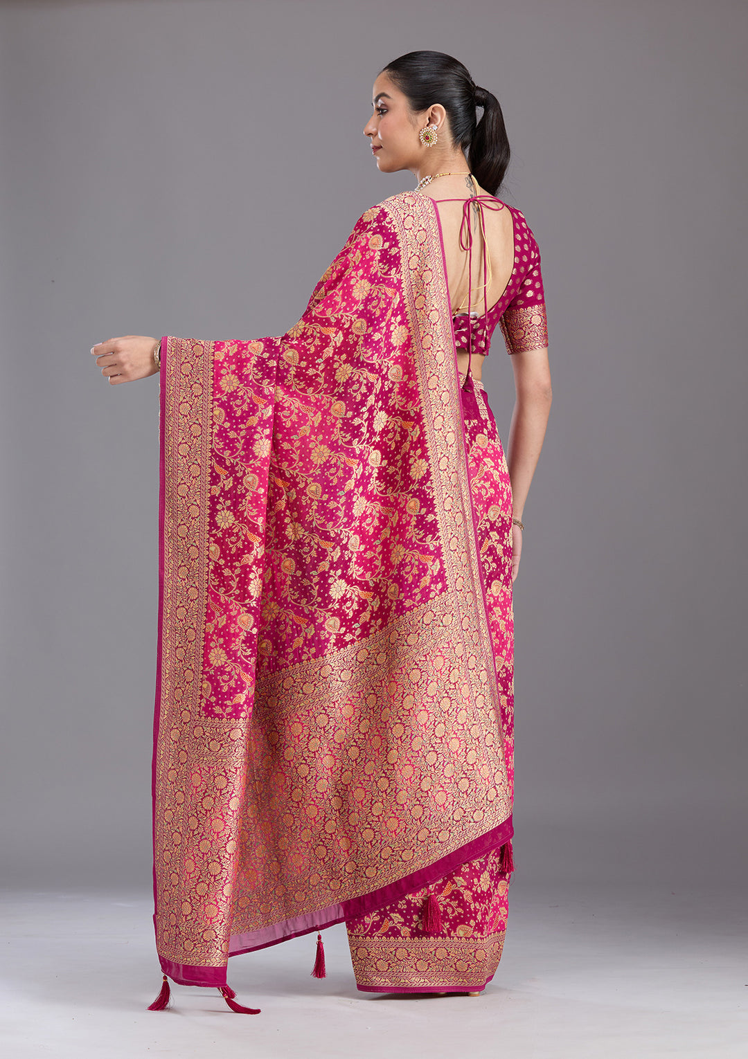 Rani Pink Banarasi Silk Saree
