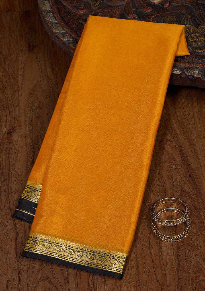 Mustard Zariwork Pure Crepe Silk Saree