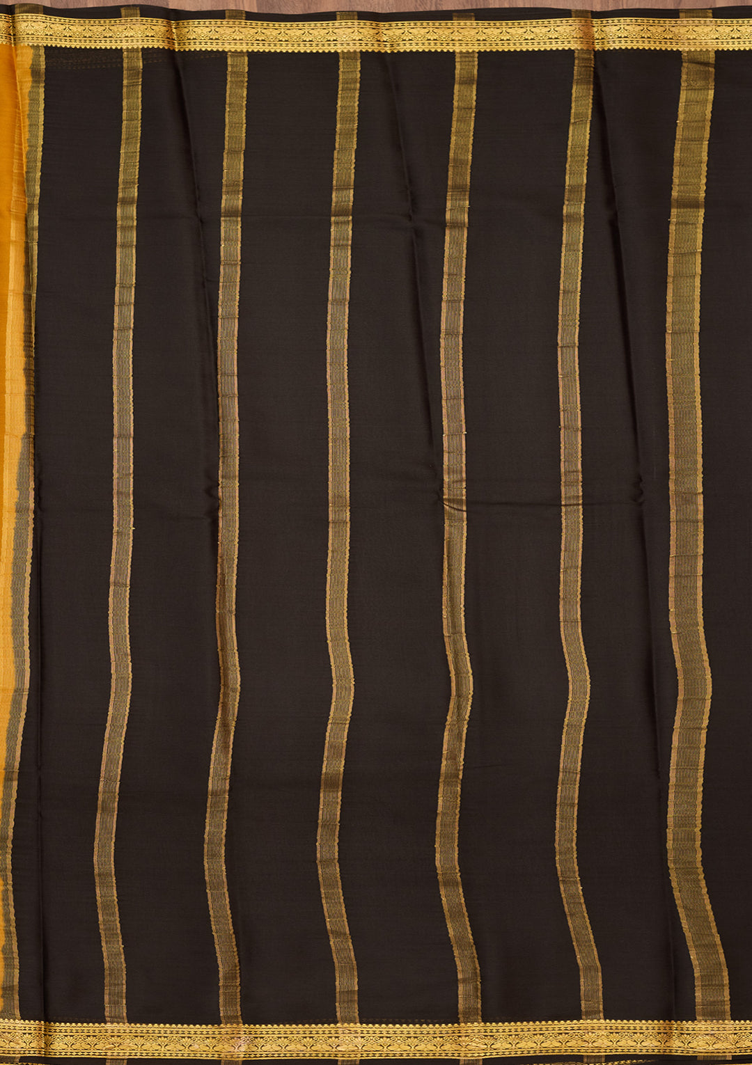 Mustard Zariwork Pure Crepe Silk Saree