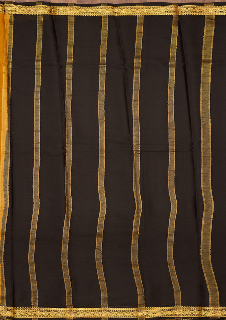 Mustard Zariwork Pure Crepe Silk Saree