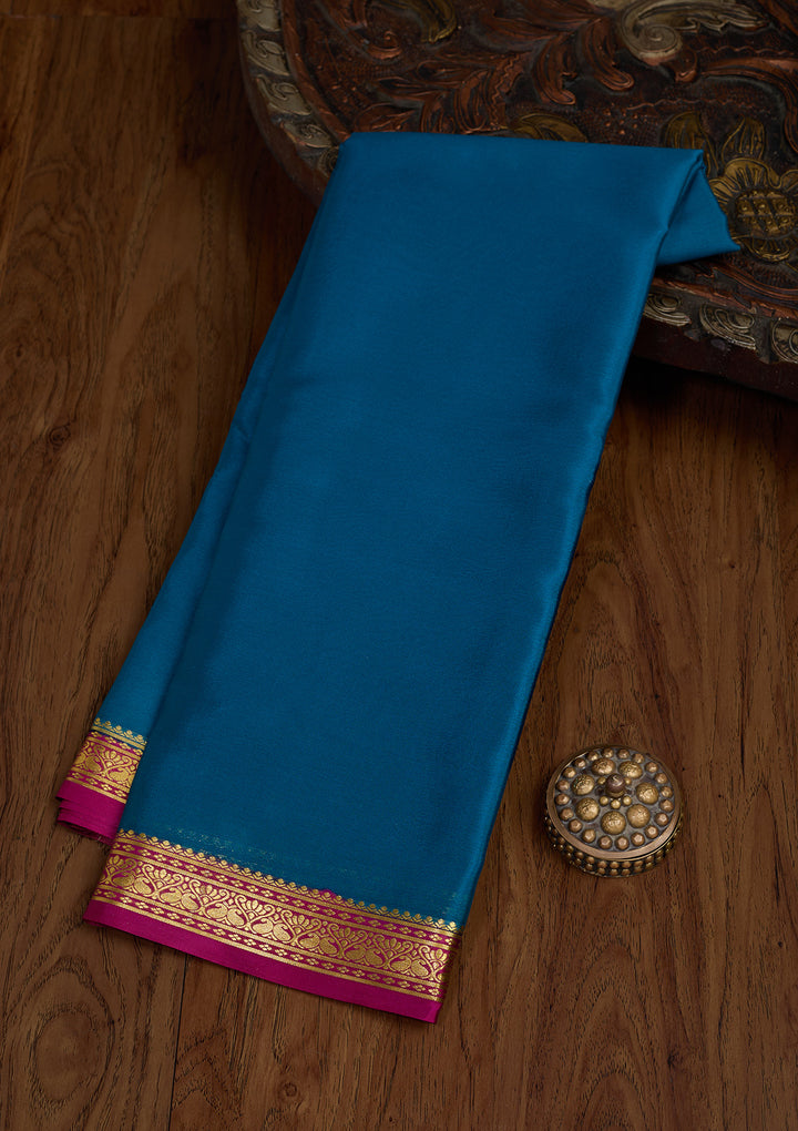 Peacock Blue Zariwork Pure Crepe Silk Saree