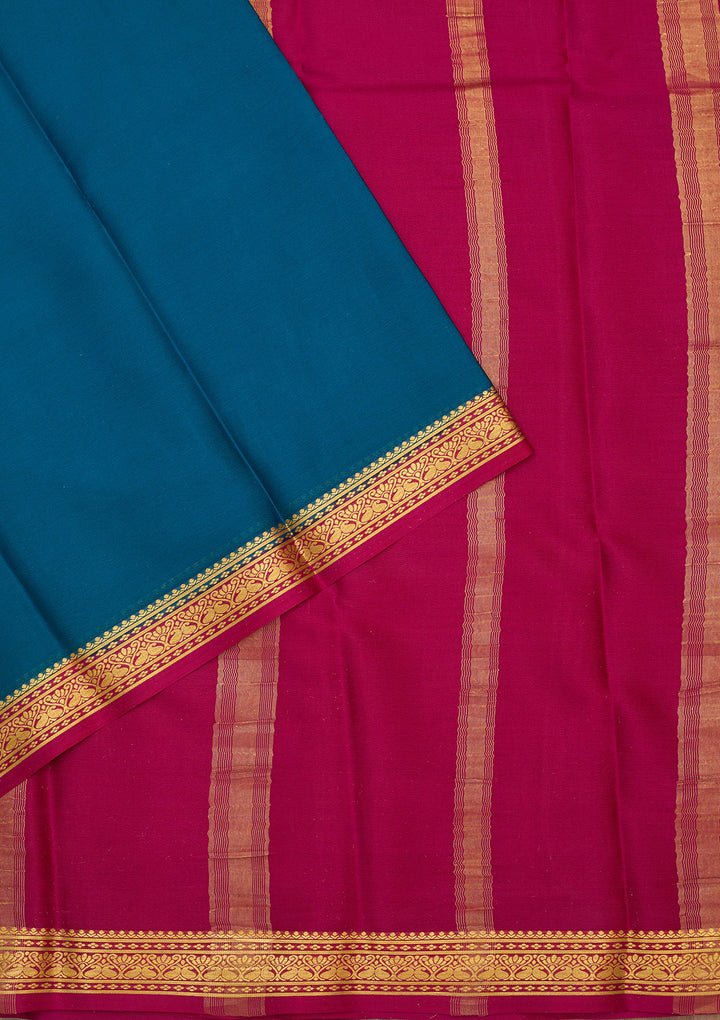 Peacock Blue Zariwork Pure Crepe Silk Saree