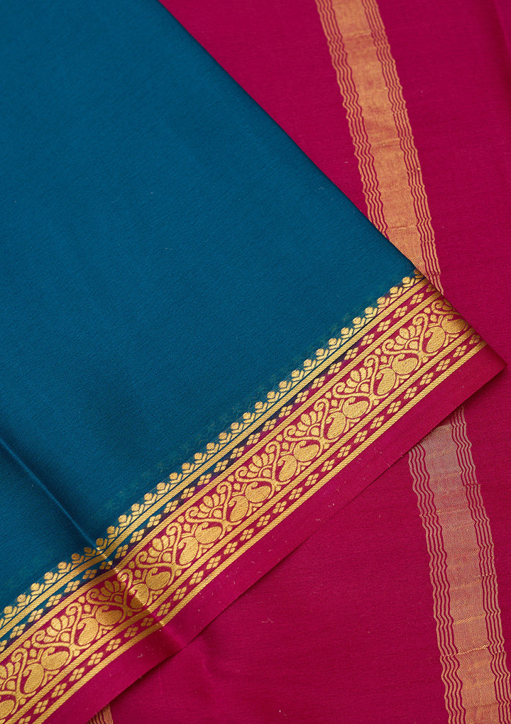 Peacock Blue Zariwork Pure Crepe Silk Saree