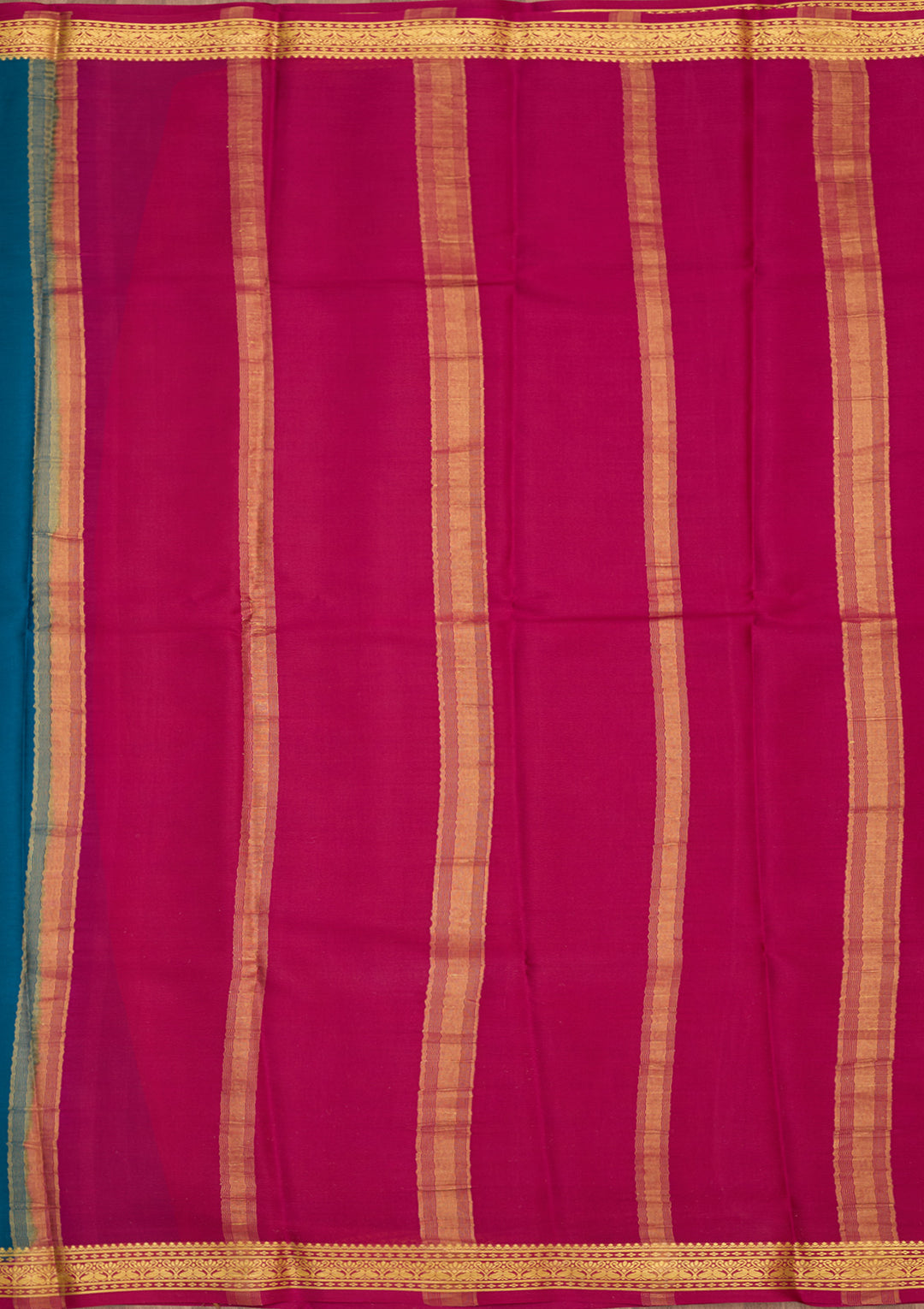 Peacock Blue Zariwork Pure Crepe Silk Saree