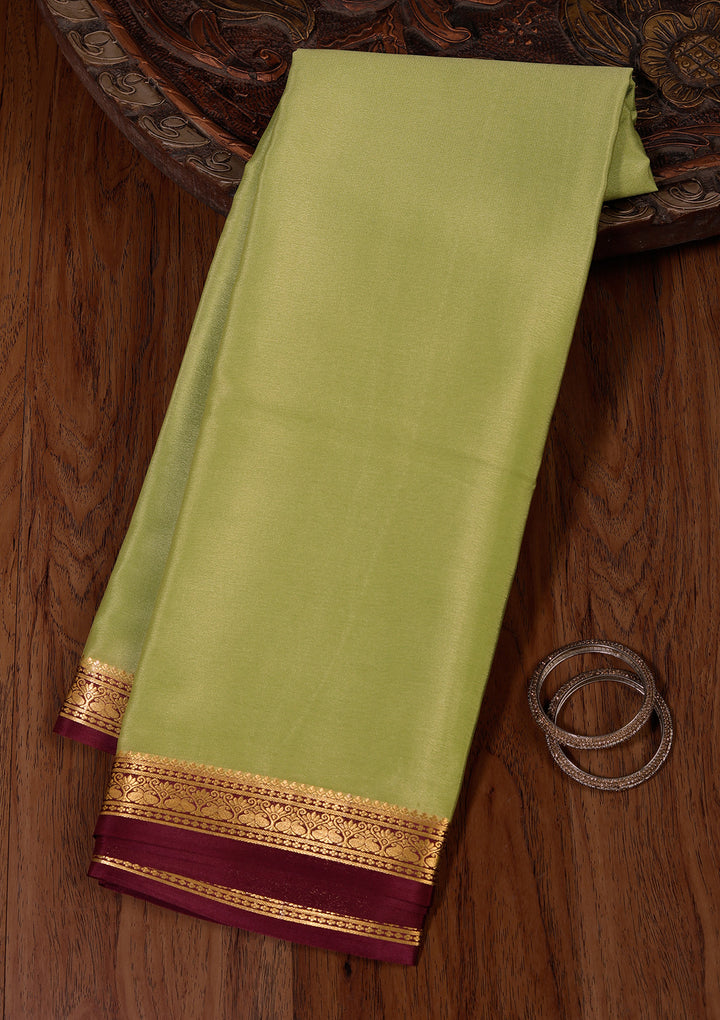Pista Green Zariwork Pure Crepe Silk Saree