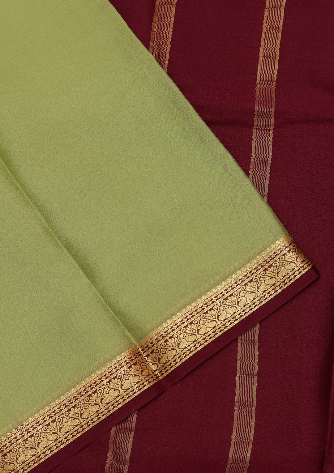 Pista Green Zariwork Pure Crepe Silk Saree