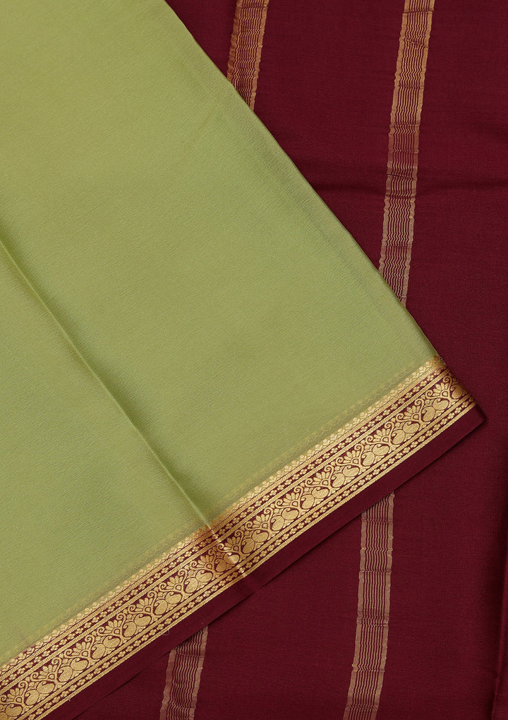 Pista Green Zariwork Pure Crepe Silk Saree