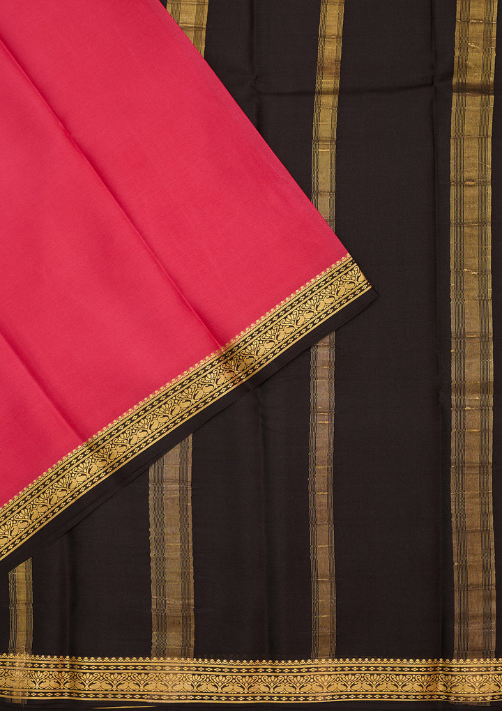 Rani Pink Zariwork Pure Crepe Silk Saree