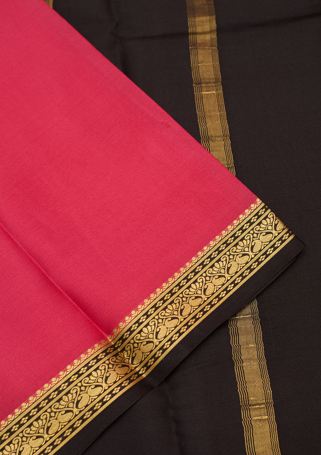 Rani Pink Zariwork Pure Crepe Silk Saree
