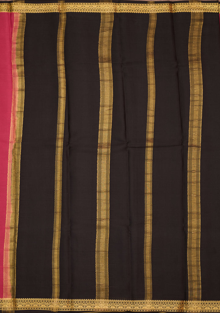 Rani Pink Zariwork Pure Crepe Silk Saree